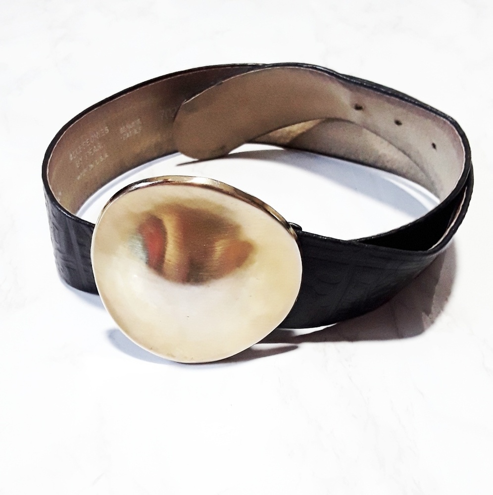 Printed Leather Fashion Belt in black